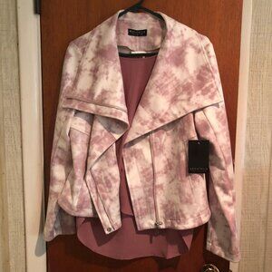 Bagatelle, NWT, Faux Suede, Tie-dye, Moto Jacket, Sz: Large, Color: Mauve, Fig